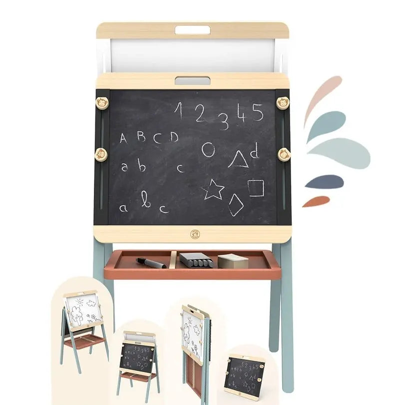 Adjustable Wooden Easel with Blackboard and Whiteboard, Height Adjustable Kids Art Easel  Speedy Monkey   