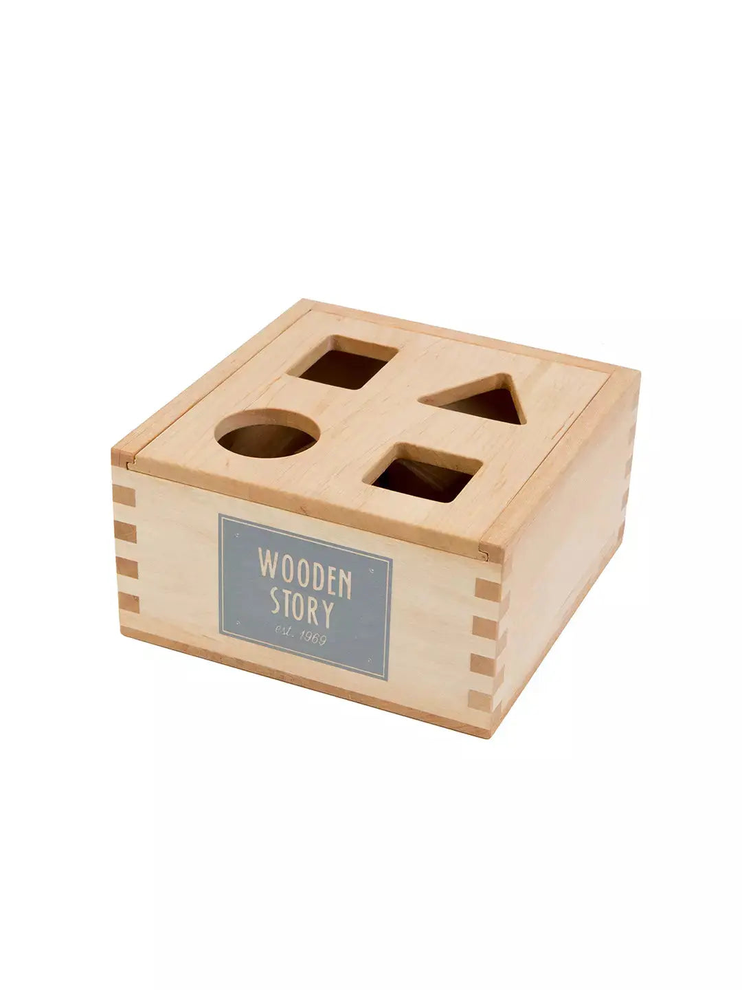 Natural Wood Shape Sorter Box  Wooden Story   